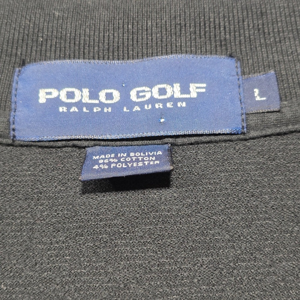 Polo Golf Ralph‎ Lauren Polo Shirt Mens Large Black Textured Knit Red Pony - Picture 5 of 9